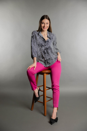 Camasa eleganta din satin alb-negru cu imprimeu abstract [2]