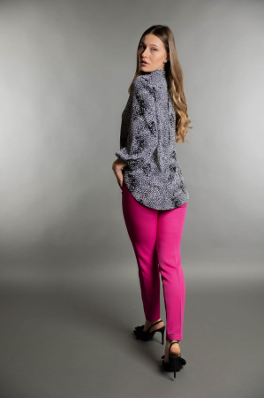 Camasa eleganta din satin alb-negru cu imprimeu abstract [3]