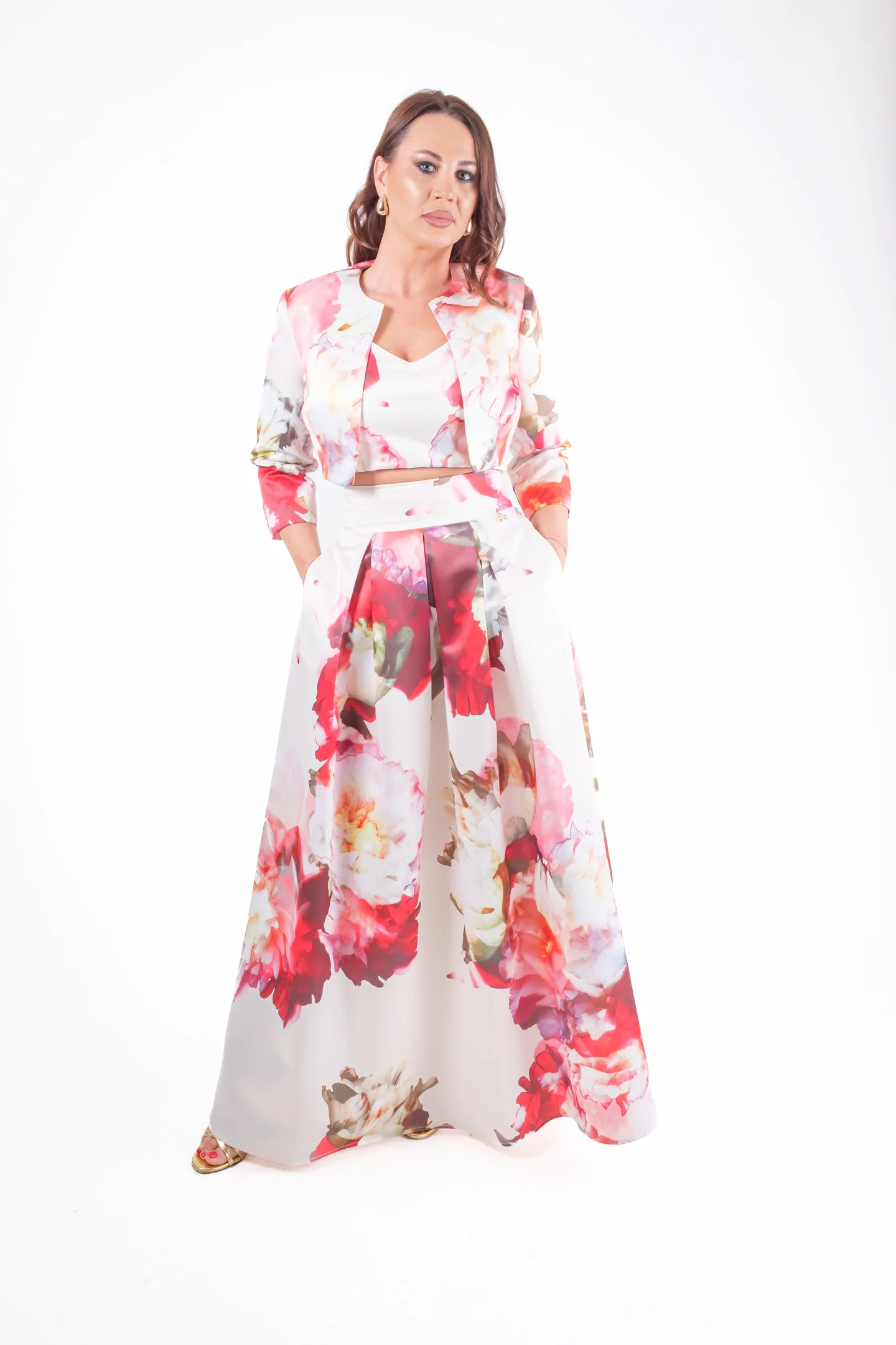 ROCHII - Compleu elegant din tafta cu fusta lunga si bolero