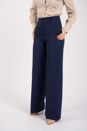 Costum dama cu dungi fine -sacou elegant si pantaloni largi [1]