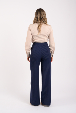 Costum dama cu dungi fine -sacou elegant si pantaloni largi [2]