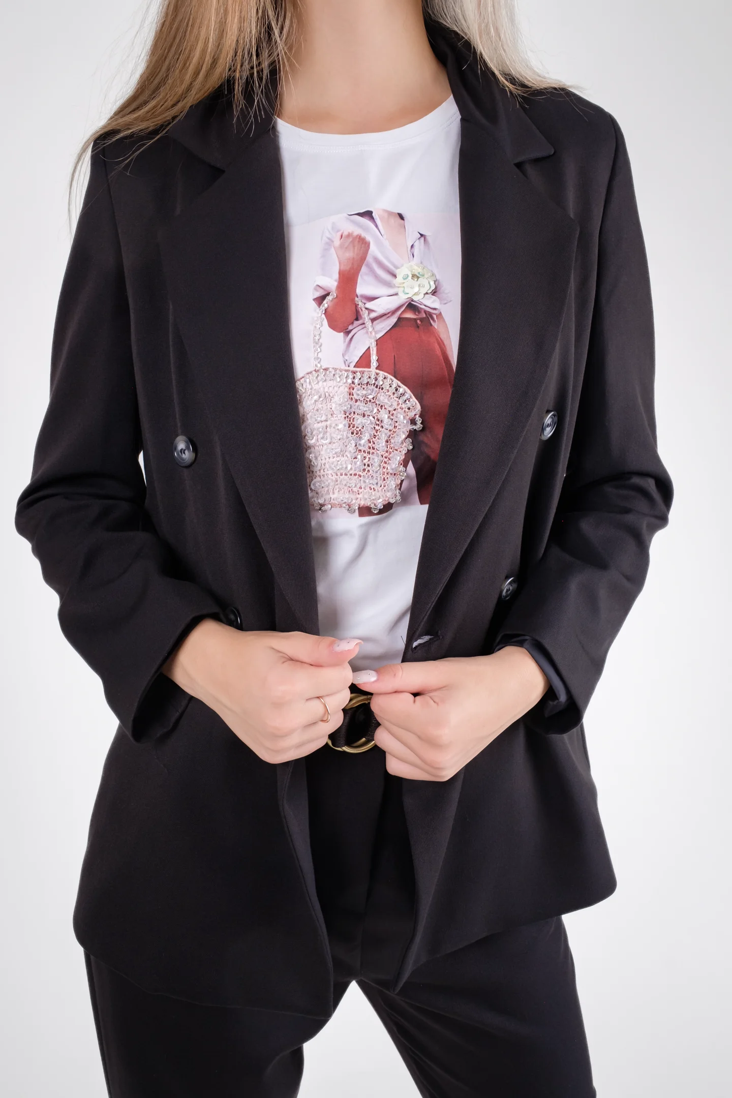 Costum dama negru cu croiala lejera-stil modern & elegant [1]