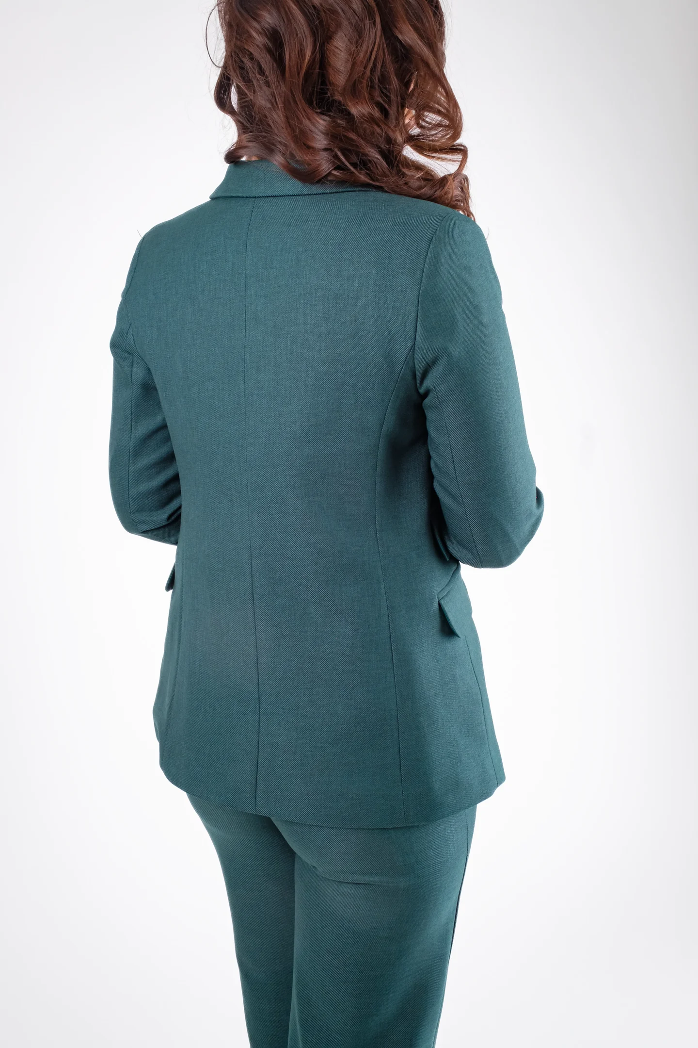 Costum dama verde smarald-sacou cambrat si pantaloni evazati [6]