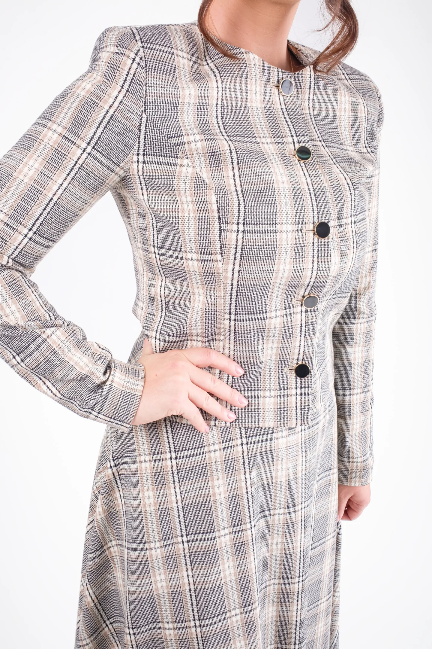 Costum elegant dama in carouri sacou si fusta clos – ANAIL Fashion [4]