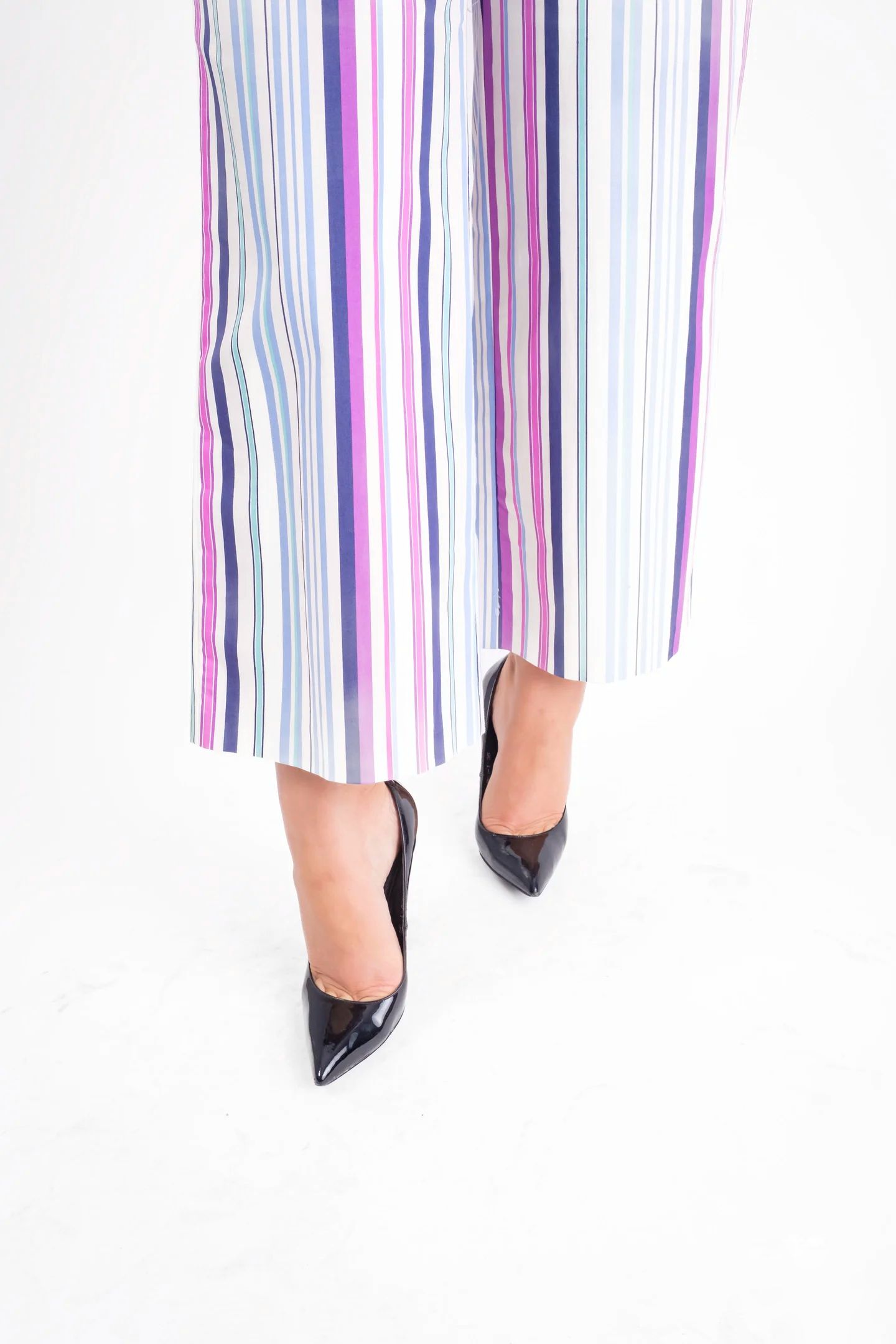 Costum dama elegant in dungi colorate-sacou si pantaloni culottes [6]