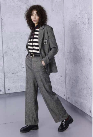 Costum gri cu sacou si pantaloni largi stil britanic [7]