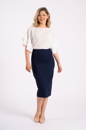 Fusta midie conica cu nasturi model elegant office [1]