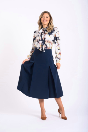 Fusta midi evazata cu pliuri speciale [2]