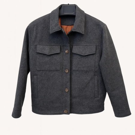 Jacheta barbateasca din stofa groasa gri-model versatil cazual [2]