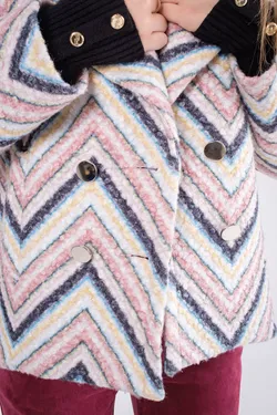 Jacheta boucle cu imprimeu zig -zag si inchidere cu nasturi metalici [2]