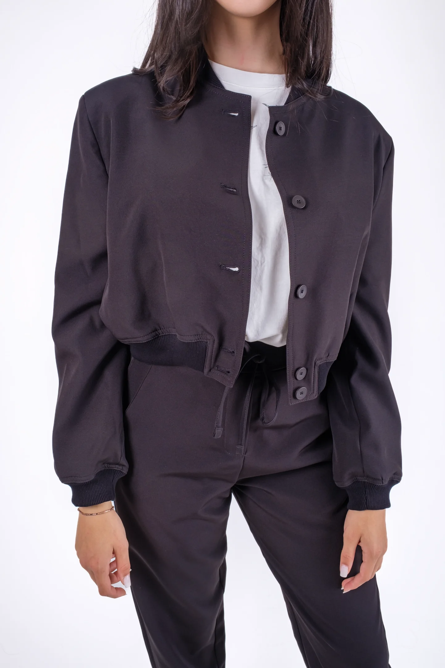 Jachete - Jacheta dama casual neagra-croiala scurta moderna