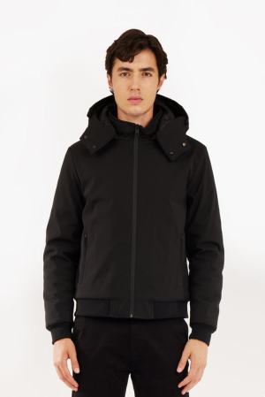 JACHETE - Jacheta neagra matlasata cu gluga detasabila