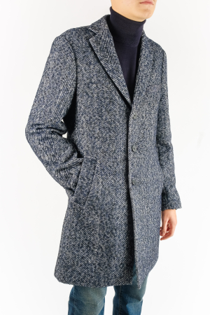Palton bărbătesc elegant din stofă bleumarin și negru [1]