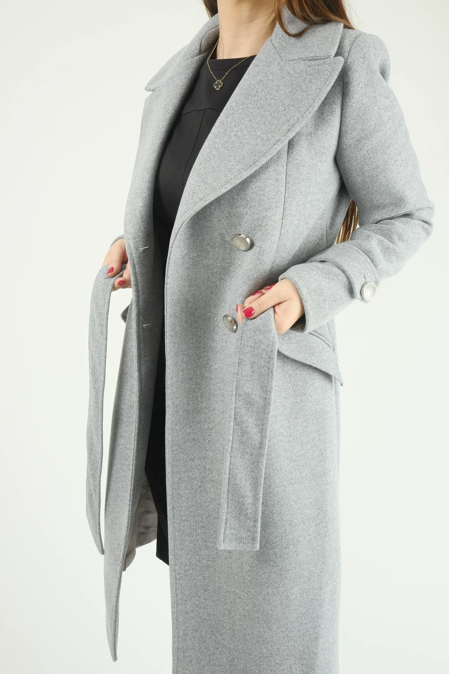 Palton dama cu cordon si nasturi decorativi-croi elegant cambrat [6]