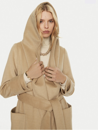 Palton damă petrecut camel elegant cu cordon [4]