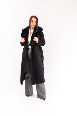 Palton elegant dama cu guler din blana [2]