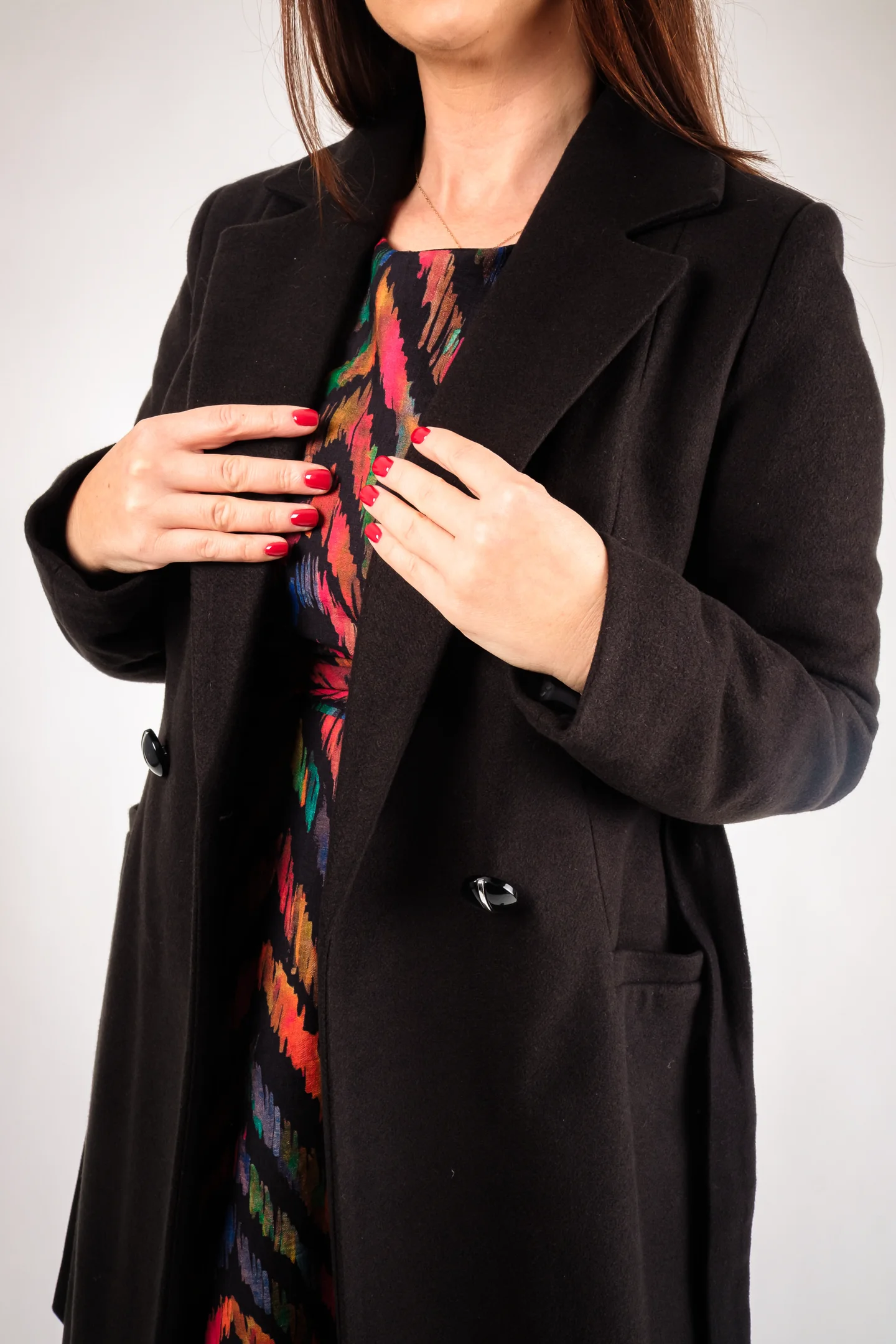 Palton negru elegant dama cu cordon si croiala clasica [4]