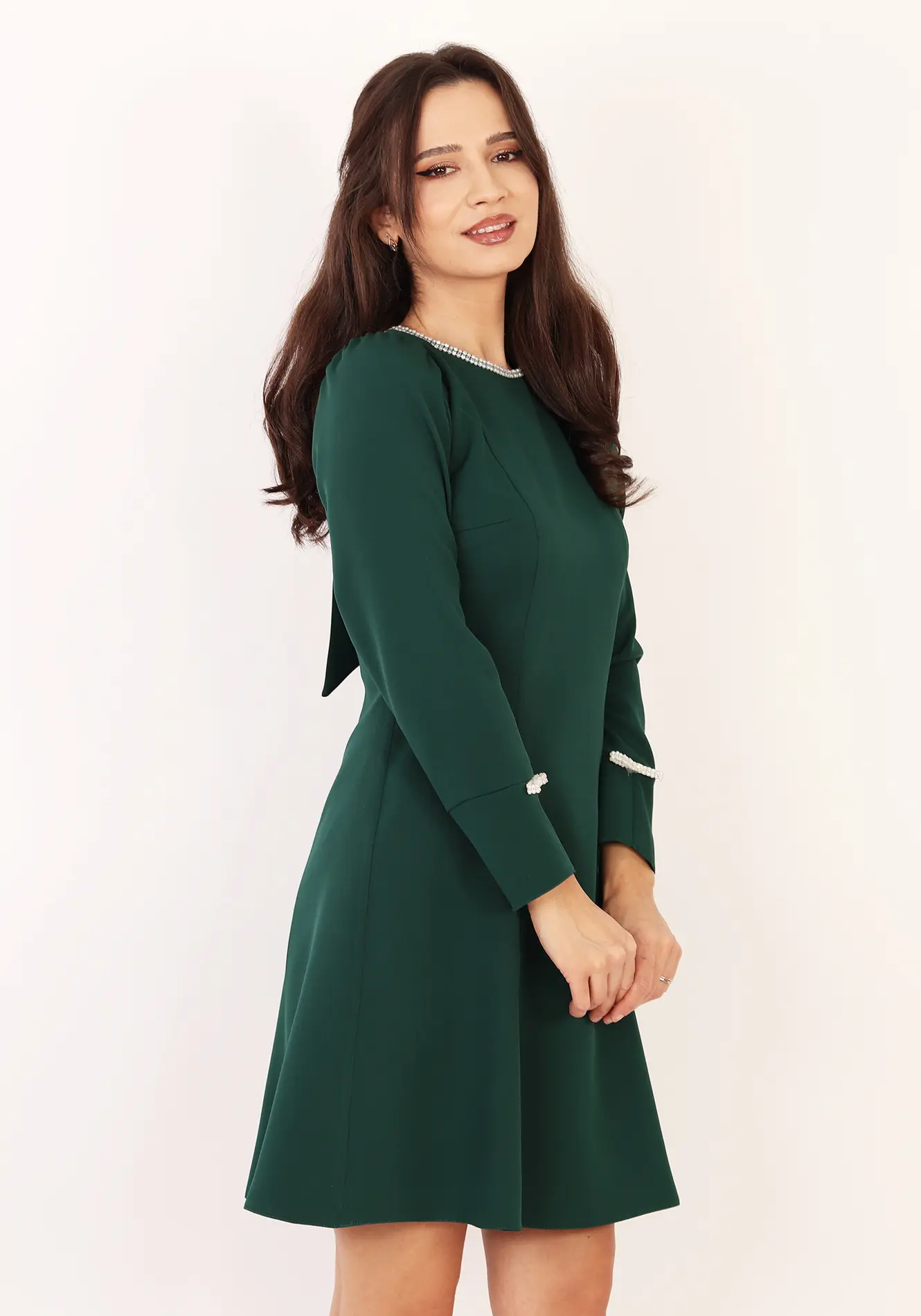 Rochie eleganta midi cu maneca lunga si detalii fine [2]