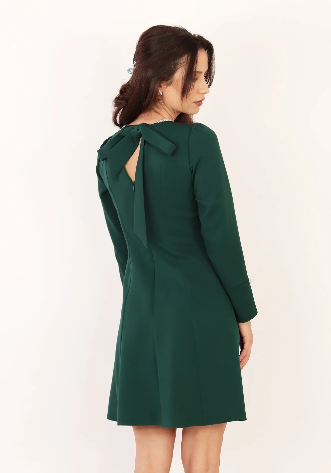 Rochie eleganta midi cu maneca lunga si detalii fine [3]