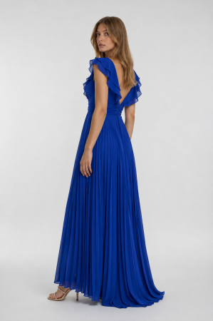 Rochie lunga plisata cu volane elegante [1]