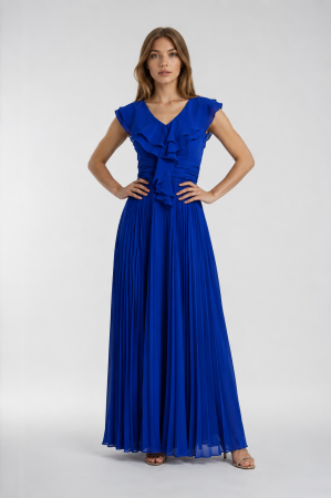 ROCHII - Rochie lunga plisata cu volane elegante