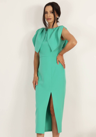 Rochie midi cu slit si detaliu tip petale [1]