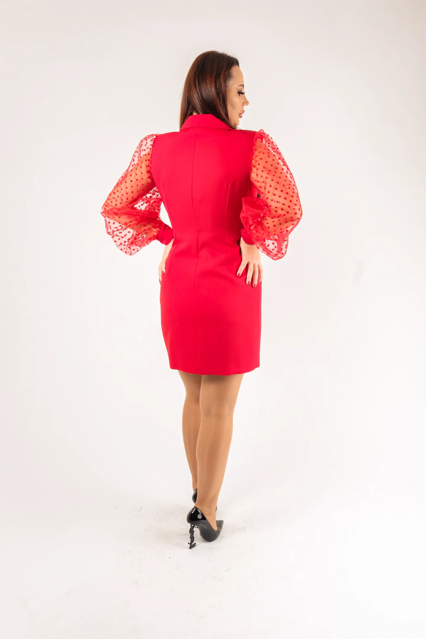 Rochie sacou eleganta cu maneci bufante [6]