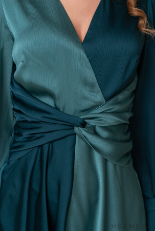 Rochie satinata petrecuta in doua nuante de culori [1]