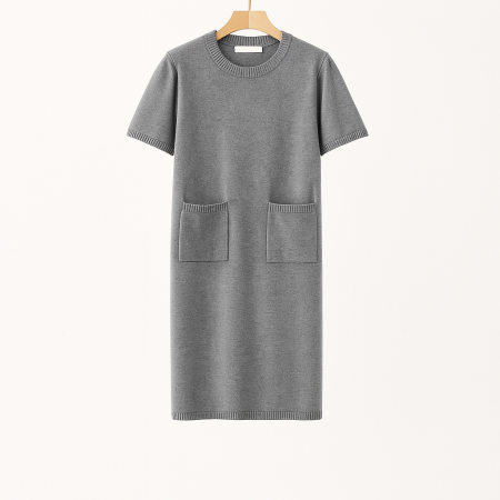 TRICOTAJE - Rochie tricotata cu buzunare-model lejer -ANAIL Fashion