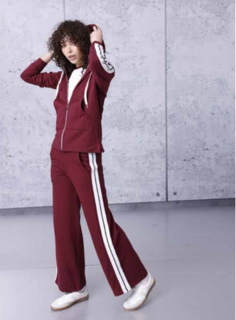 Treninguri - Trening din bumbac cu dungi laterale si hanorac cu fermoar