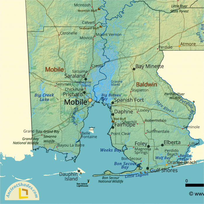 Alabama physical map [4]