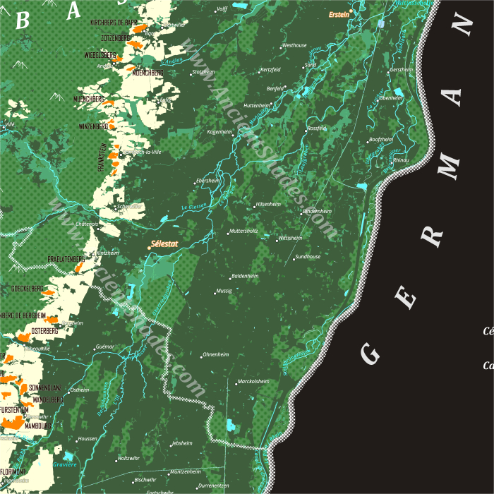 Wine map of Alsace, dark cartographic edition [5]