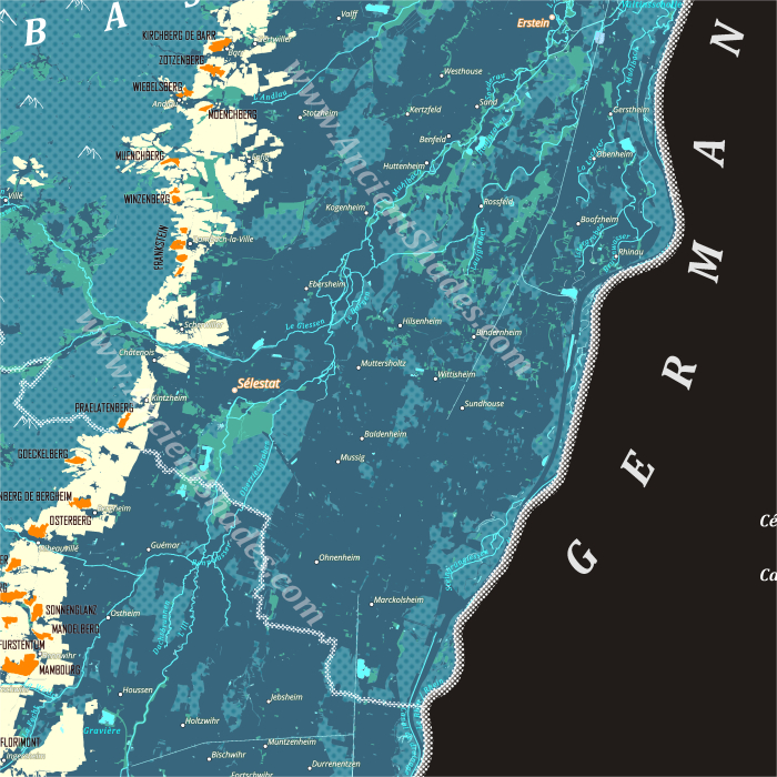 Wine map of Alsace, dark cartographic edition [4]
