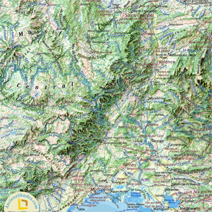 Physical map of France, vintage version [5]