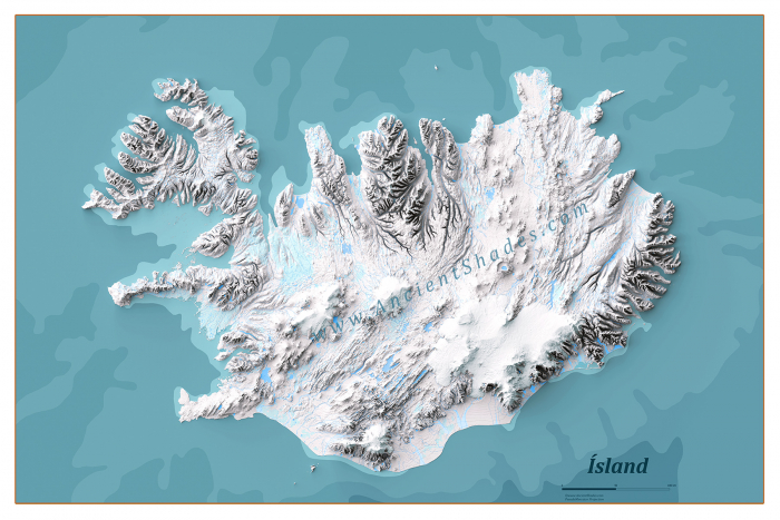 Minimalist relief map of Iceland [2]