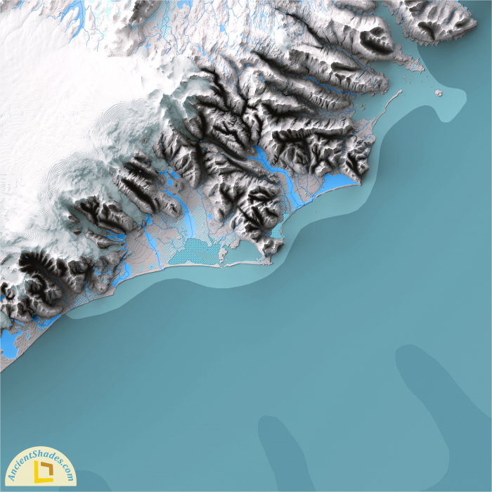 Minimalist relief map of Iceland [5]