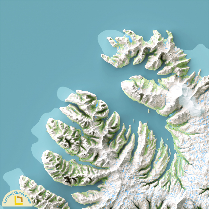 Minimalist relief map of Iceland [3]