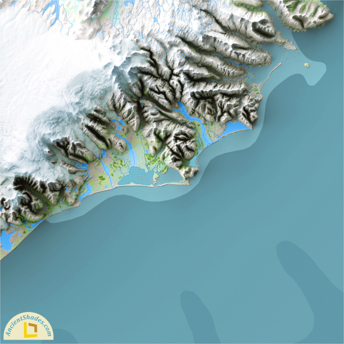 Minimalist relief map of Iceland [5]