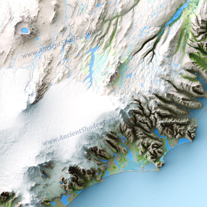 Minimalist relief map of Iceland [3]