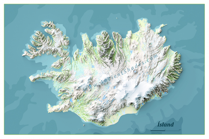 Minimalist relief map of Iceland [2]