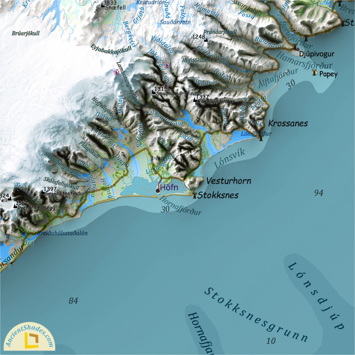 Physical map of Iceland [5]