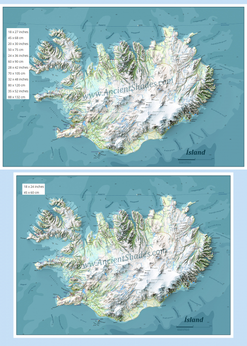 Physical map of Iceland [6]