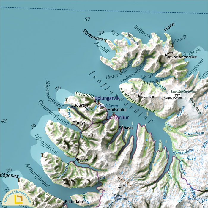 Physical map of Iceland [3]