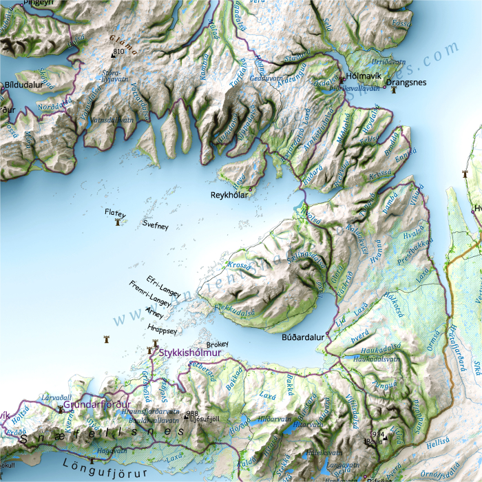 Physical map of Iceland [2]