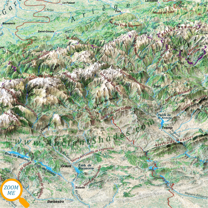 Perspective Relief Map of the Pyrenees [3]