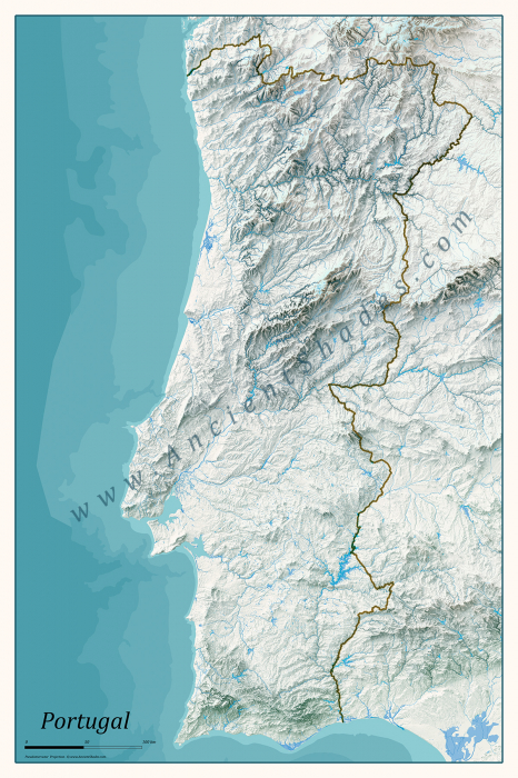 Minimalist relief map of Portugal [2]