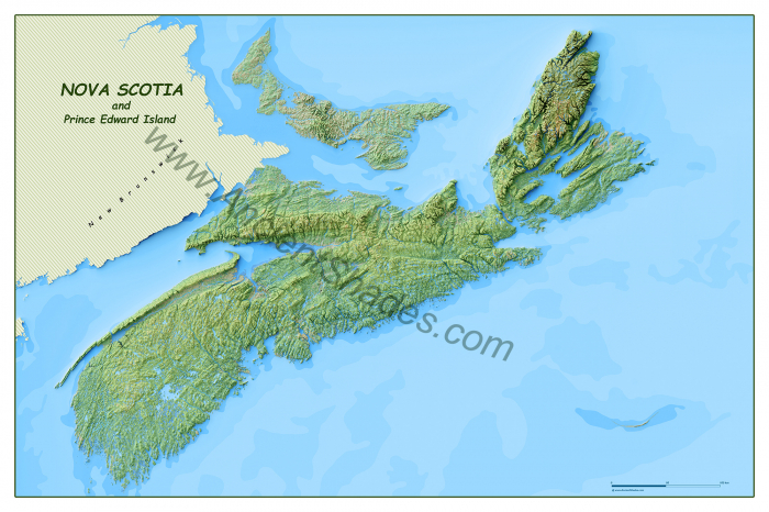 Minimalist physical map of Nova Scotia and Prince Edward Island  [2]