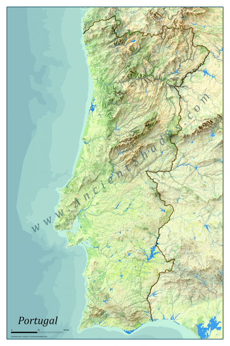 Minimalist relief map of Portugal [2]