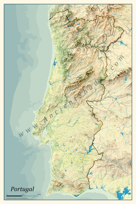 Minimalist relief map of Portugal [2]