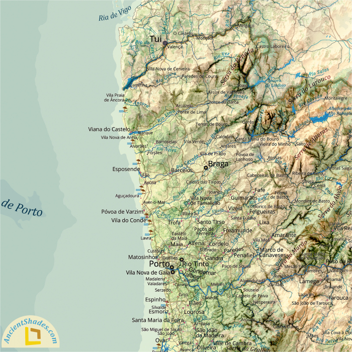 Physical map of Portugal [3]